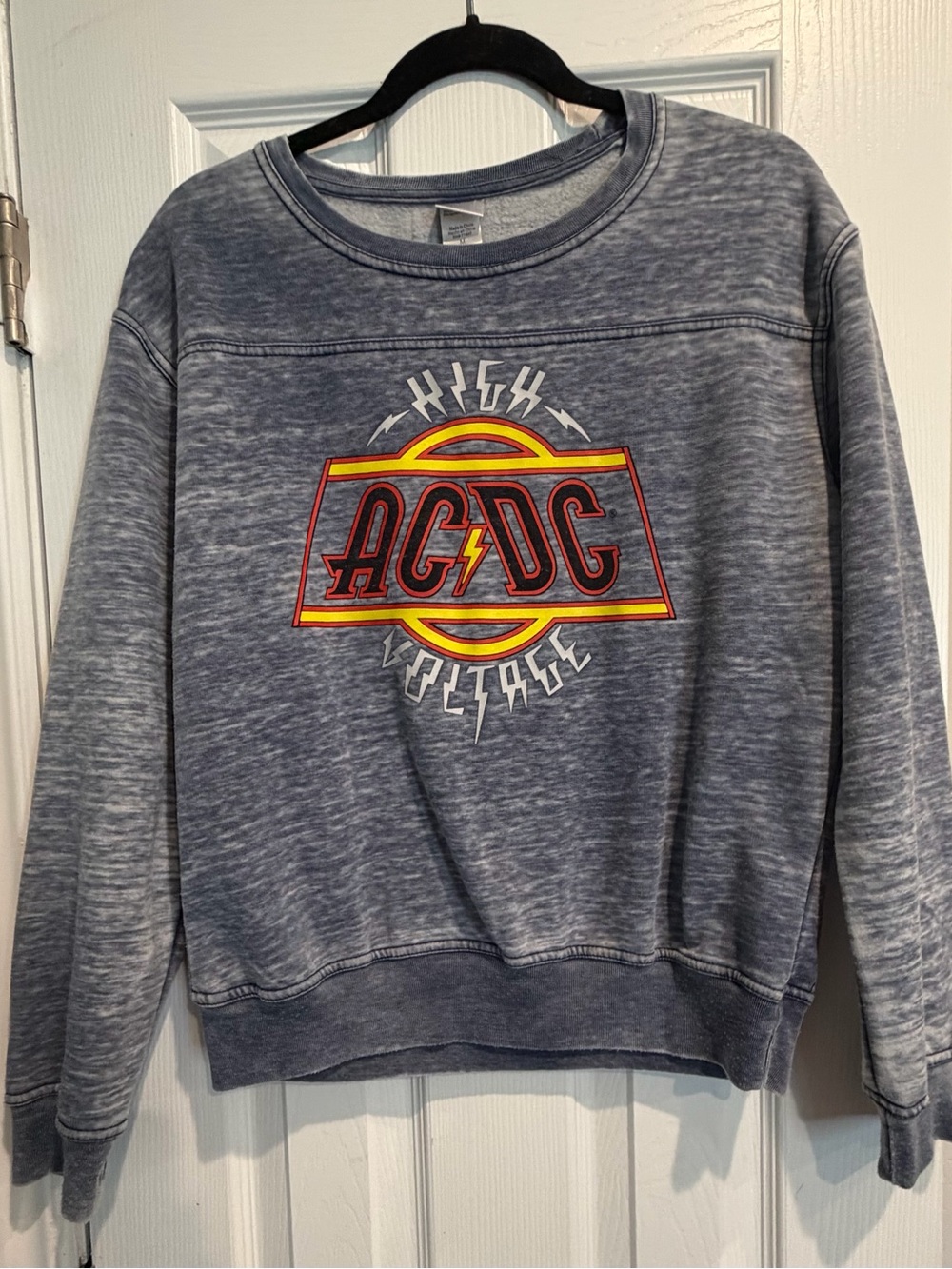 AC/DC Heather Gray Crewneck Sweatshirt with Black Band Tag